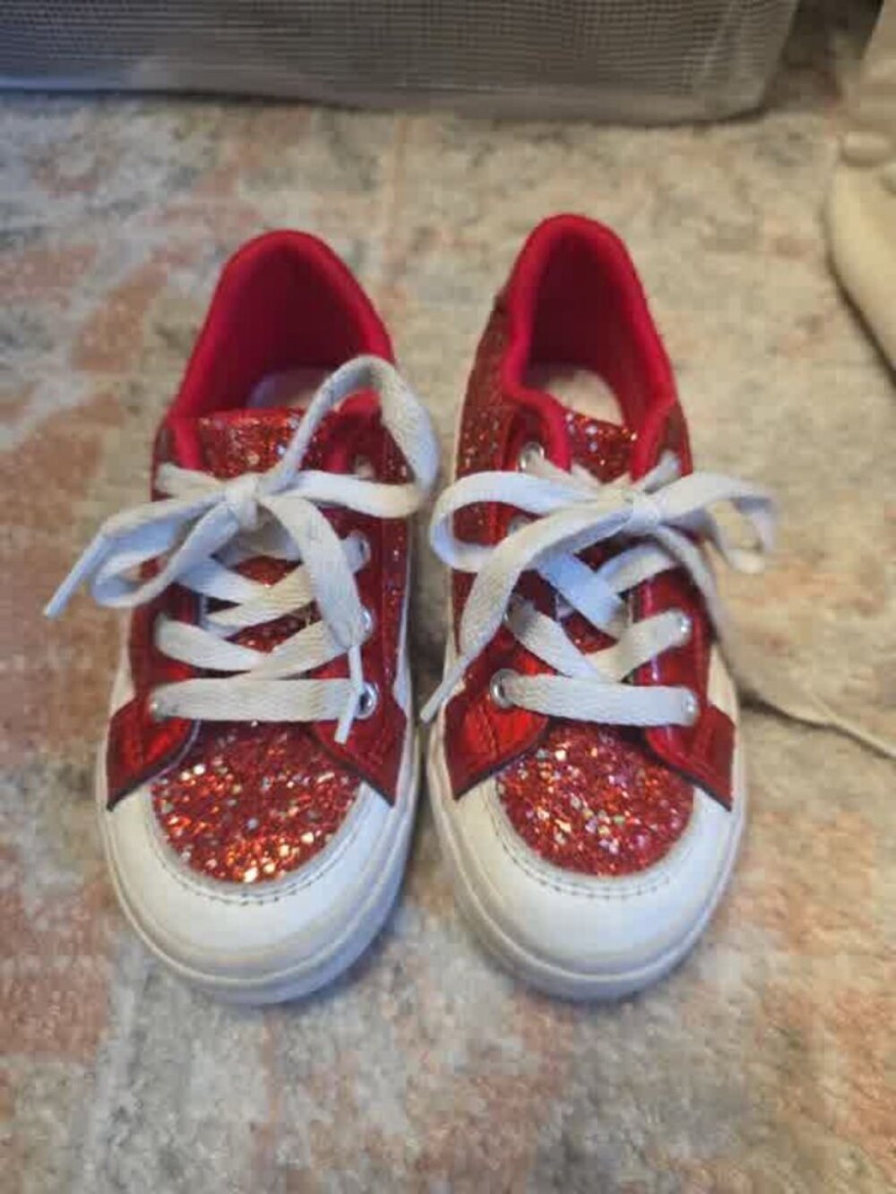 Red Glitter Kids Sneakers EU 28 Approx US 11-11.5 Holiday Shoes